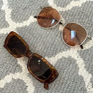 Princess Polly tan trendy turtoise shell and silver round aviator bundle set